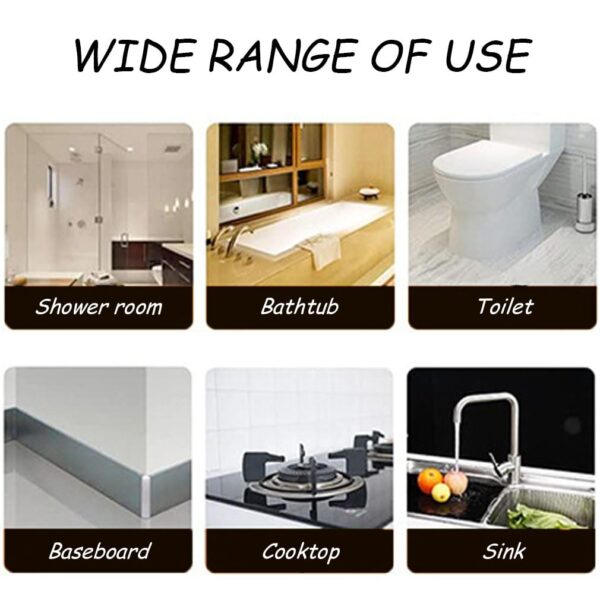 2 Rolls Bath Sealant Strip Self Adhesive, Caulk Strip Sealant Tape, Bathroom Sealant White Waterproof, Sealant Tape for Toilet, Bathtub, Shower, Wall Corner, Kitchen with Sealing Tool