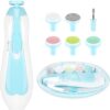 Baby Electric Nail File, 8 in 1 Safe Baby Nail Trimmer, Baby Nail Clippers with 6 Grinding Heads and Light, Baby Nail Care Kit for All Ages (Blue1)