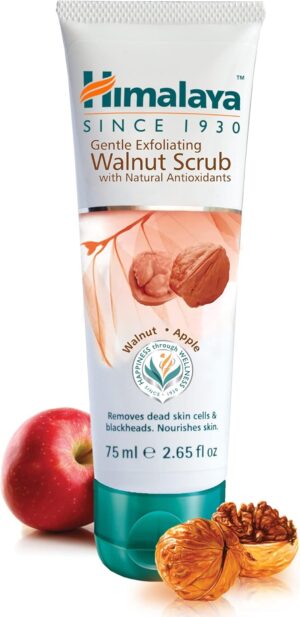 Himalaya Gentle Exfoliating Walnut Scrub Fortified with Walnuts and Wheat Germ for Clear Skin - 75ml