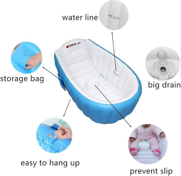 Locisne Baby Soft Foldable Travel Air Shower Bathtub, Children Inflatable Anti-Slippery Swimming Pool Basin Seat Baths Big Size(for 0-3 Years) + Air Pump