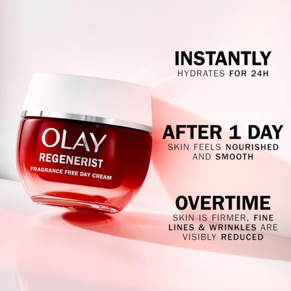 719neIE-WL._AC_SL1500_.jpg Olay Regenerist Day Face Cream, Anti-Wrinkle + Active Firming Skincare Moisturiser, Anti-Ageing Niacinamide and Peptides, Renews, Firms and Hydrates, Non-greasy, Fragrance Free 50ml