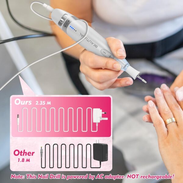 BEAUTURAL Electric Manicure, Nail Drill Kit, Electric Nail File Set Machine with 10 Attachments & 20 Sanding Bands, Efile Manicure Pedicure Tools with Storage Case, LED Light