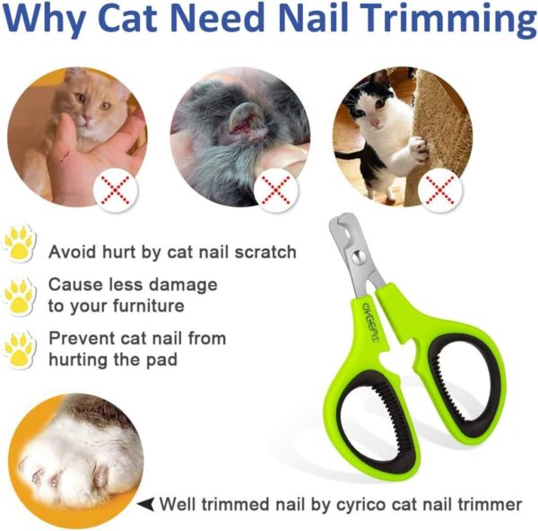 OneCut Pet Nail Clippers, Update Version Cat & Kitten Claw Nail Clippers for Trimming, Professional Pet Nail Clippers for a Cat, Puppy, Kitten & Small Dog (Green)