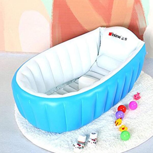 Locisne Baby Soft Foldable Travel Air Shower Bathtub, Children Inflatable Anti-Slippery Swimming Pool Basin Seat Baths Big Size(for 0-3 Years) + Air Pump