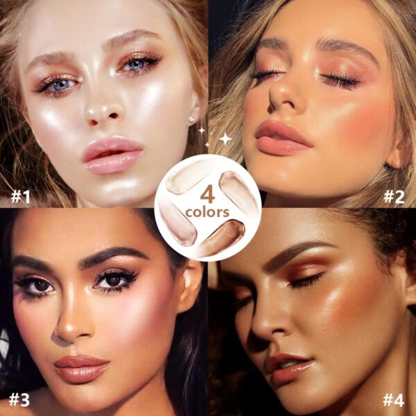Liquid Highlighter Natural Glow For Face & Body, Waterproof Moisturizing Highlighter Makeup For Long Lasting Shimmer, Contour Liquid Luminizer Easy to Use with Cushion Applicator (#3 Rose gold)