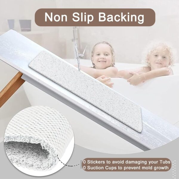 KAZOLEN Shower Mat Non Slip Anti Mould: Bath Mats for Inside Bath- 60 x 40 cm Anti Slip Shower Mats for Inside Shower- Loofah Shower Mat White Long Washable Shower Matt for Elderly Wet Room Quick Dry