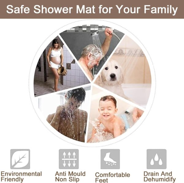 KAZOLEN Shower Mat Non Slip Anti Mould: Bath Mats for Inside Bath- 60 x 40 cm Anti Slip Shower Mats for Inside Shower- Loofah Shower Mat White Long Washable Shower Matt for Elderly Wet Room Quick Dry