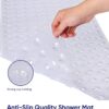 MOONLIGHT20015 Shower Bath Mat Non Slip Anti Mould & Mildew with Strong Suction Cups Grip and Drain Holes Soft Rubber Shower Mats - PVC Bathroom Mat Machine Washable (70x38cm, Clear)