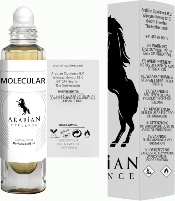Arabian Opulence FR201 MOLECULAR Roll-on Perfume Oil | Concentrated Fragrance Body Oil | Long Lasting Oil Based Perfume for Men and Women | Travel Size Bottle Alcohol-Free (6ml)
