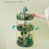 SONGMICS Makeup Organiser Rotating, 3-Tier Round Skincare Organiser, Customisable, Toiletries Cosmetics Organiser, Gift, Pale Green JKA011C01
