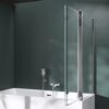 Mai & Mai Folding Shower Screen for Baths | Bath Shower Screen | WDH: 80×120×140cm | Safety Glass with Nano | 2 Folding Screens | with Wall Stabiliser | Cortona113