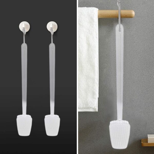 Mczcent Body Brush Dry Brushing Back Scrubber with Curved Plastic Long Handle Bath Shower Brush Dry Skin Exfoliating Cellulite Brush for men and women(Transparent Handle), XL