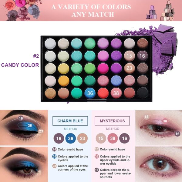 LHLXZQ Eyes Makeup Set, Inclundes 40 Colours Eyeshadow Palette Eyeliner Eyebrow Pencil Mascara and Makeup Brushes, Portable Travel Essential Starter Cosmetic Set for Teen Girls Women, 01B