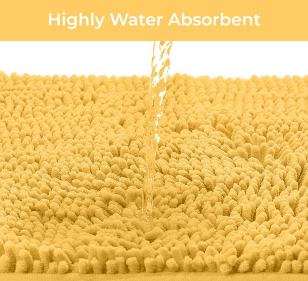 LuxUrux Bath Mat-Extra-Soft Plush Bath Shower Bathroom Rug, 1'' Chenille Microfiber Material, Super Absorbent Shaggy Bath Rug (Yellow, 50 x 80 cm)