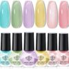 Modelones Nail Polish Set 6 Colors Spring Pastel Nail Polish Quick Dry Nail Varnish Nude Pink Purple Jelly Nail Polish Manicure DIY Nail Art Salon Home For Women
