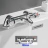 Thermostatic Bath Shower Mixer Valve Deck Mounted with Legs, Solid Brass Body Chrome Plated, Easy to Control Water Flow and Temperature from 30-45°C, Safety Button Temperature 38°C