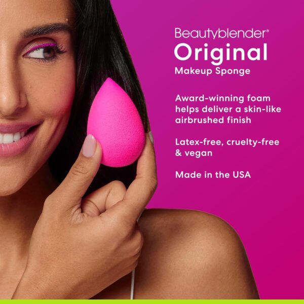 Beautyblender - Original Makeup Applicator Sponge - for Powder Liquid Coverup BB Cream or other Cosmetic Foundation Products - in Pink