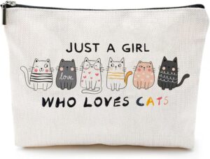 GOZINA Birthday Gifts for Girls, Cute Stuff Cat Gifts for Women Teens Daughter Sister Bestie, Cosmetic Pencil Bags for Teen Girls Cat Lovers, Small Travel Makeup Bag Universal Zipper Pouch (Cat Lover)