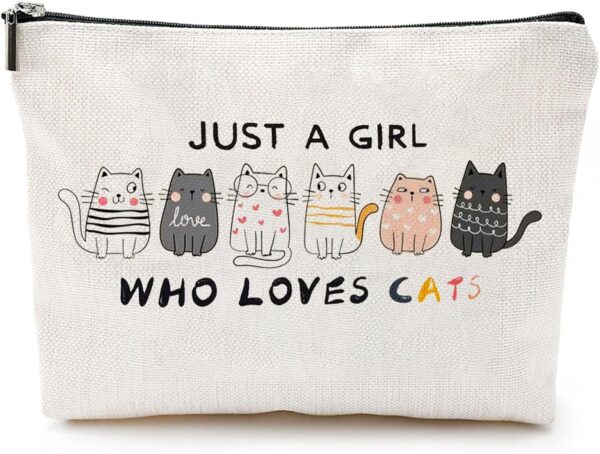 GOZINA Birthday Gifts for Girls, Cute Stuff Cat Gifts for Women Teens Daughter Sister Bestie, Cosmetic Pencil Bags for Teen Girls Cat Lovers, Small Travel Makeup Bag Universal Zipper Pouch (Cat Lover)