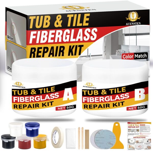Bath Repair Kit White, Bathtub and Sink Repair Kit, Enamel Tub Tile and Shower Tray Repair Kit, Bathtub and Sink Repair Kit, Bathtub Crack Refinishing Kit to Repair Chips (White-Color Paste*5, 1)