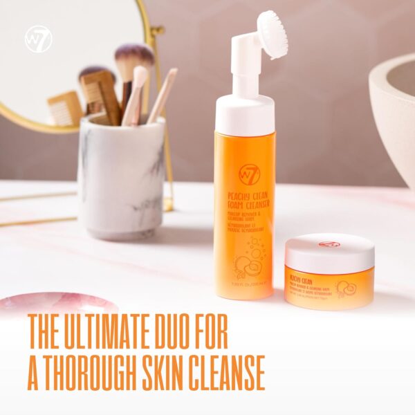 W7 Peachy Clean Cleansing Balm & Hydrating Foam Cleanser Set – Gently Removes Makeup, Dirt & Impurities – Infused with Fruit Extracts & Vitamin E to Help Nourish, Soothe, and Protect the Skin