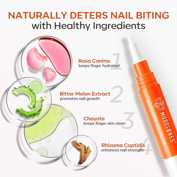 Modelones Stop Nail Biting Pen, Nail Biting Prevention, Thumb Sucking Deterrent, Nail Biting Treatment for Kids & Adults, Natural Nail Care Pen to Help Stop Nail Biting Habit, Safe Solution for Biters