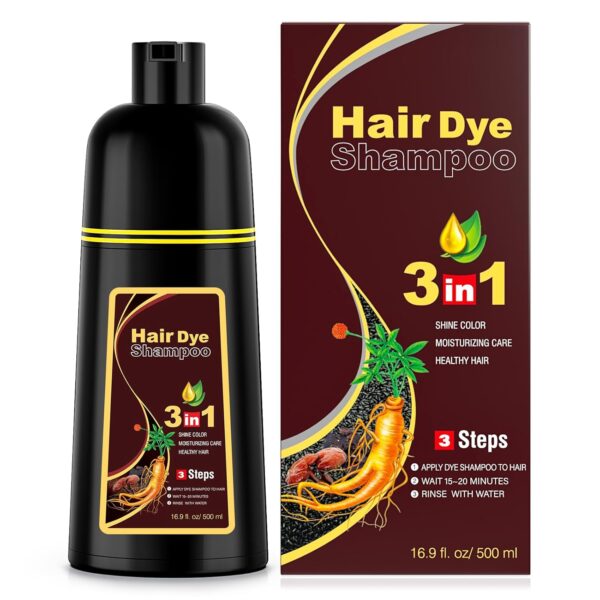71-rDfccxTL._SL1500_.jpg Ivnil Dark Brown Hair Dye Shampoo 3 in 1 for Women/Men Hair Color for Grey Coverage Seimi Permanent Instant Champu Para Canas Mujer for Men - Herbal Natural Dye Cover Gray