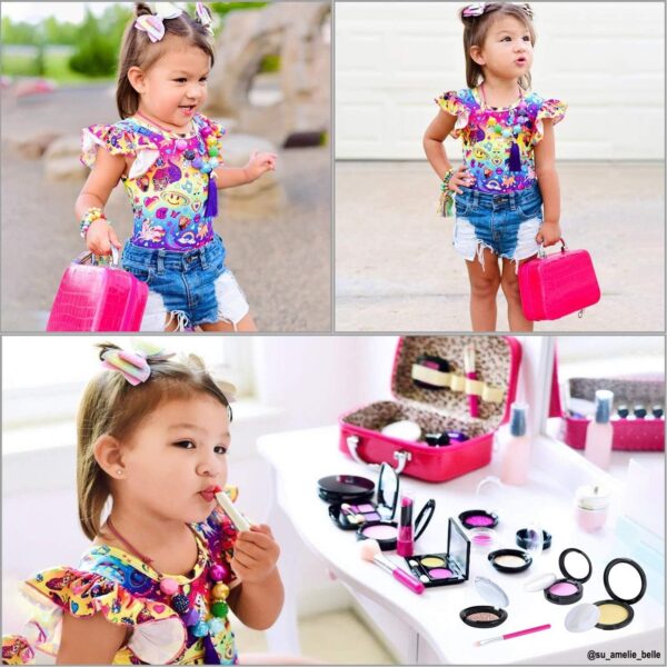 Pretend Play Makeup Kit for Girls, Kids Pretend Makeup Set with Cosmetic Bag for Birthday, Christmas