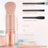 Dimeho 2 Set Travel Makeup Brushes Set, 4 in 1 Portable Travel Lip Brush Mini Cute Makeup Brush Retractable Professional Foundation Blending Powder Eye Shadow Brush Facial Cosmetic Brush Set