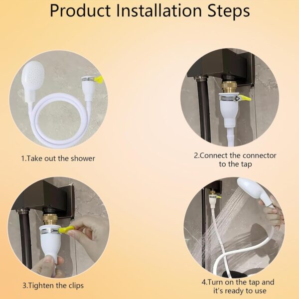 Tap Shower Attachment for Bath 2-Piece Set with 2m Hose, Shower Attachment for Taps, Portable Handheld Shower Head for Bath Taps, Ideal for Indoor and Travel Use