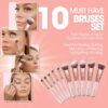 Kabuki Makeup Brush Set - For Foundation Powder Blush Concealer Contour - Perfect For Liquid, Cream or Mineral Products - 10 Pc Collection With Premium Synthetic Bristles For Eye and Face Cosmetic