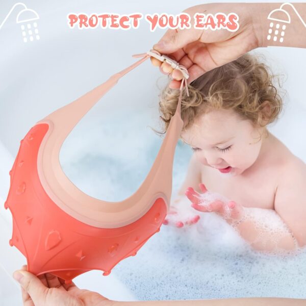 RosewineC Baby Shower Cap Shield for Eye and Ear Protection, Adjustable Hair Washing Bath Hat Shower Cap for Kids from 6 Months to 9 Years Old, Crown Shape (Pink)
