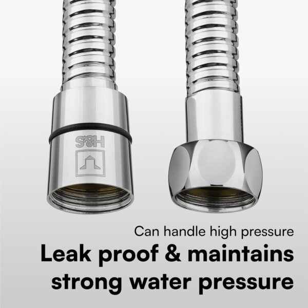 H&S Stainless Steel Long Shower Hose for Bath Taps with 2 Washers, 1.75m (69”) Universal Replacement Shower Hoses, Extra Shower Pipe Chrome Finish, Anti Kink & High Flow Flexible Handheld Extension