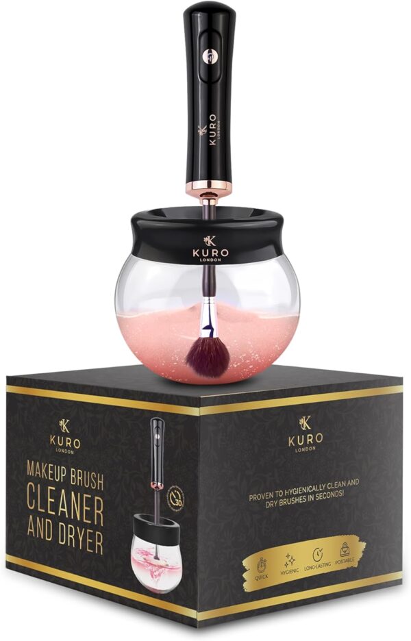Kuro Makeup Brush Cleaner and Dryer Machine Gift Box | Fast, Automatic & Deep Cleaning | 2x Premium Travel Pouches Included Free | Makeup Brushes Clean Tools
