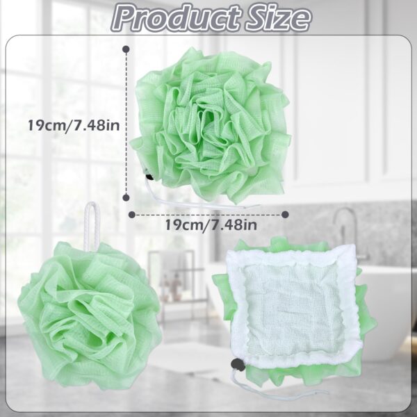 2-In-1 Bath Sponge, Shower Puff Loofah Shower Puff Loofah Sponge Bath Scrunchies Scrubbing and Cleaning - Body Scrubbers for Use In Shower for Men Women Bath Supplies (Green）