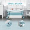 HOMCOM Foldable Bathtub Kids Bath Tub with Lid Large Freestanding Bathtubs Home Sauna for Toddler Children Teenage 1-12 Years