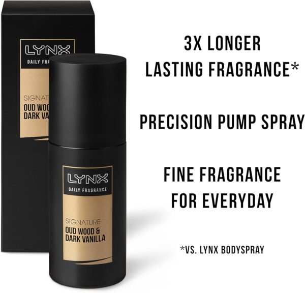 Lynx Signature Oud Wood & Dark Vanilla Daily Fragrance gives you a memorable touch style-refining pump spray 100 ml