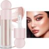 Liquid Highlighter Natural Glow For Face & Body, Waterproof Moisturizing Highlighter Makeup For Long Lasting Shimmer, Contour Liquid Luminizer Easy to Use with Cushion Applicator (#3 Rose gold)