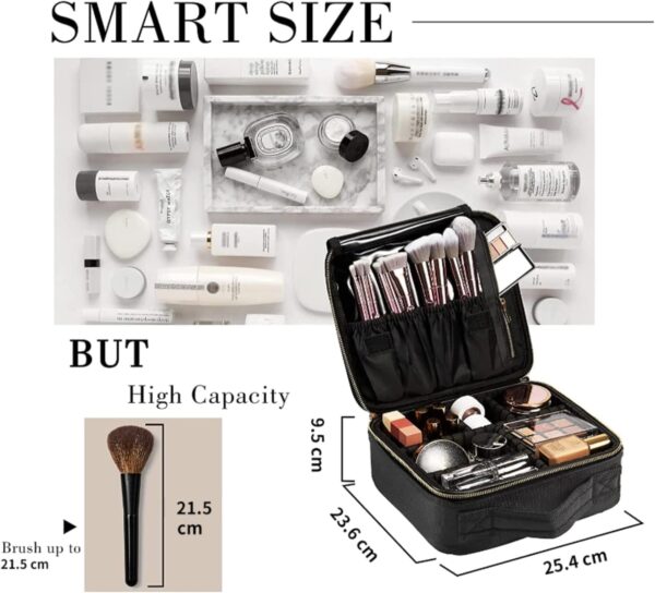 Joligrace Makeup Bag Cosmetic Case Vanity Travel Beauty Box Make Up Train Case Hairdressing Tools Organiser with Adjustable Compartment Oxford Fabric, Black