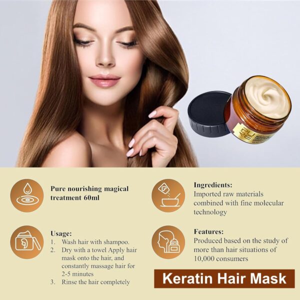 710f9FODzVL._AC_SL1500_.jpg Glamza Pure Magical Hair Mask 60ml Keratin Argan Hair Treatment 5 Seconds Mask Root Repair Nourishing