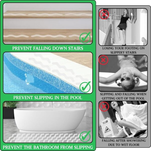 LUFFLOK 24 Pcs Bath Stickers, Non Slip Bath Stickers, Transparent Self-Adhesive Shower Stickers, Anti Slip Grip Stickers for Bath Tub, Stairs, Shower Room, Slippery Surfaces (24 Pcs)