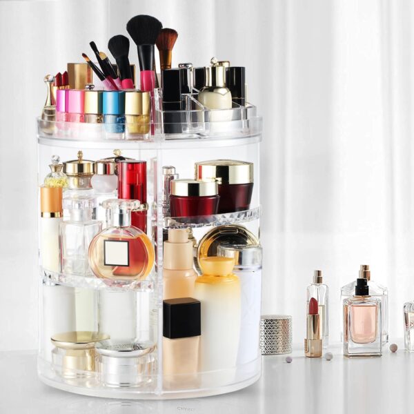 Boxalls Makeup Organiser Rotating -Plus Size, 8 Layer Large Capacity 360 Degree Cosmetics Organiser, Spinning Stand, Clear Skincare Makeup Carousel