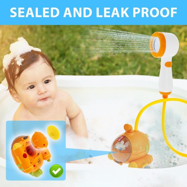 Gatphy Baby Bath Shower Head Baby Bath Toys, Submarine Shaped toddler bath shower head with Suction Cup Battery Operated Baby Watering Bath Toy for Kid Toddlers Girls Boys 1 2 3 4 5 Year Olds
