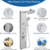 KINKIBOS Shower Tower Panel, Rainfall Shower, 2-Mode Body Massage Jets, 5-Setting Handset and Bathtub Spout, Height Adjustable Arm, Stainless Steel, Brushed