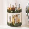 GLAMFORT Rotating Makeup Organiser, Acrylic 2 Tier Perfume Beauty Skincare Organiser, 360 Spinning Cosmetic Storage for Vanity Desk, Bedroom, Bathroom, Countertop, Green