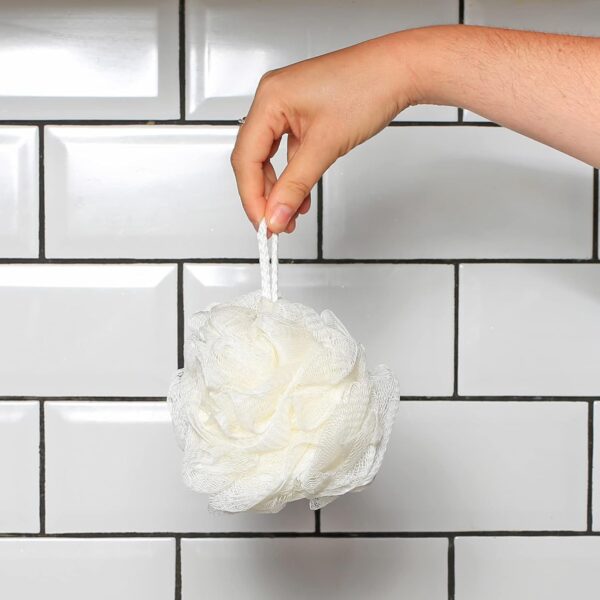 Elysium Spa Pack of 4 Mesh Exfoliating Bath And Shower Body Puff Sponges