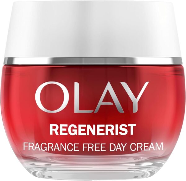 711dDhuHxGL._AC_SL1500_.jpg Olay Regenerist Day Face Cream, Anti-Wrinkle + Active Firming Skincare Moisturiser, Anti-Ageing Niacinamide and Peptides, Renews, Firms and Hydrates, Non-greasy, Fragrance Free 50ml