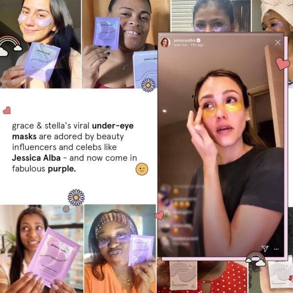 grace & stella Under Eye Gel Patches - Purple, 6 Pairs - Retinol Under Eye Patches - Gel Eye Masks for Puffy Eyes and Dark Circles - Dermatologist Tested Under Eye Masks - Vegan Eye Masks Skincare