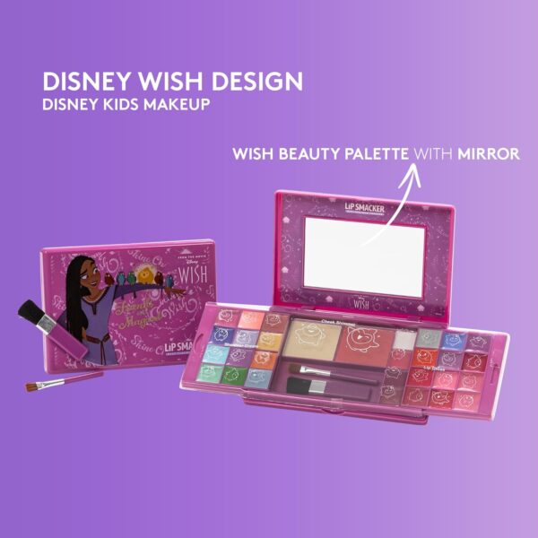 Lip Smacker Wish Beauty Palette, Disney Wish-Inspired Makeup Set Including Lip Glosses, Shimmer Creams and Blush, Disney Princess Gifts for Kids, Make-up Accessories and Mirror are Included