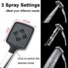 SonTiy Rainfall Shower Set, Square Swivelling Shower Riser Rail with Large Overhead Shower & Brass Diverter, Shower System Without Mixer, 3 Jet Types Handheld Shower, 5-Year Warranty, Chrome